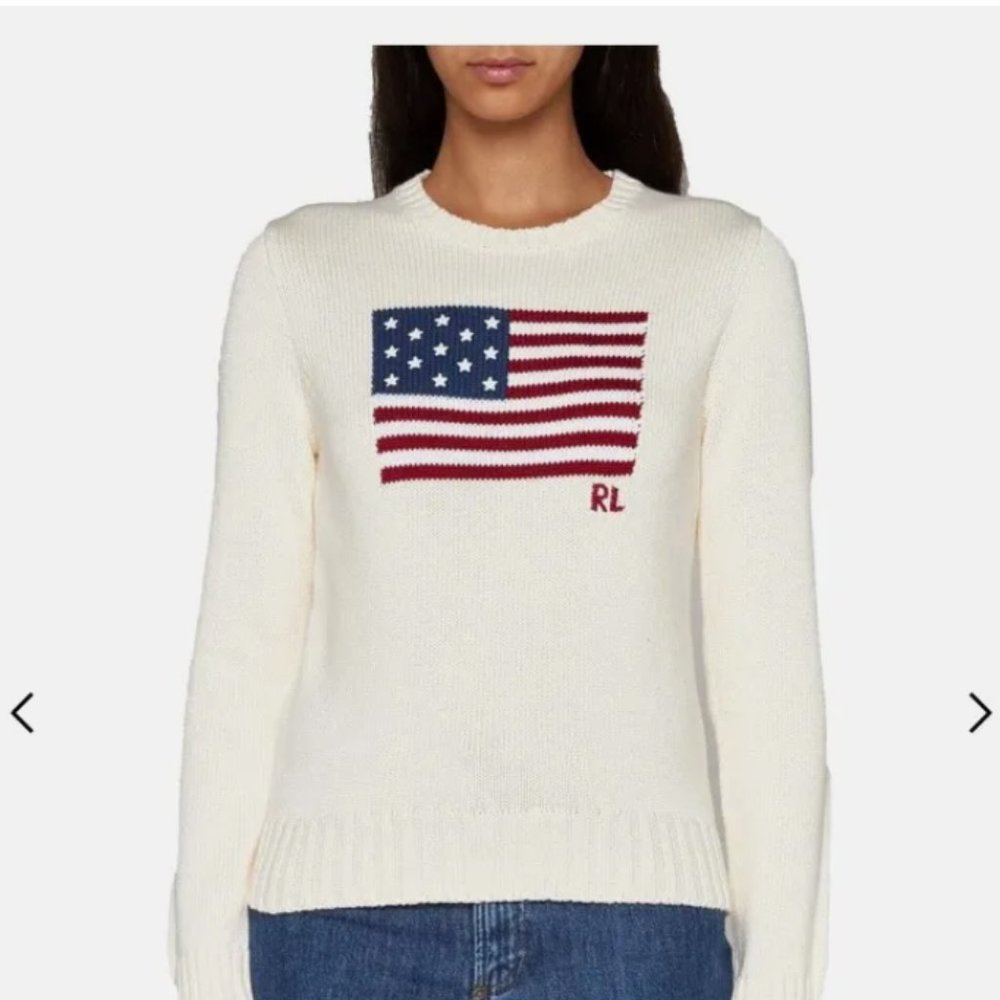 NWT RalphLauren intarsia American flag Sweater teen XL/ adult XS